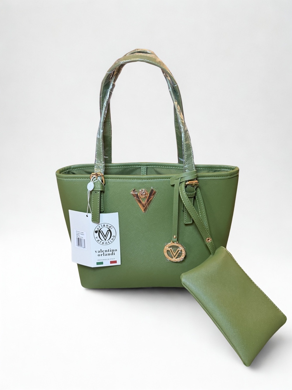 Valentino Orlandi Olive Green Tote with Removable Pouch